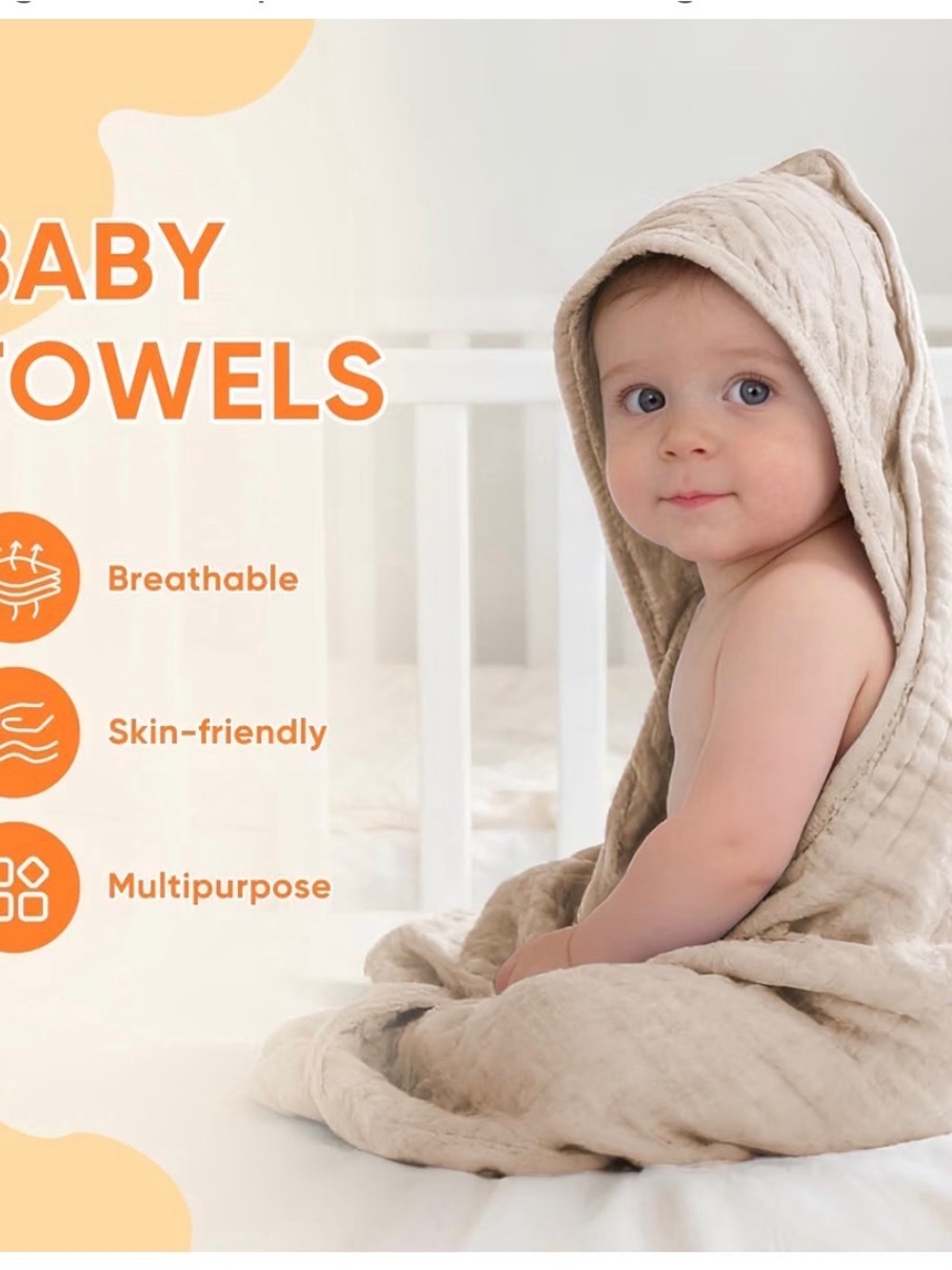Muslin Hooded Baby Towels, Pack of 2